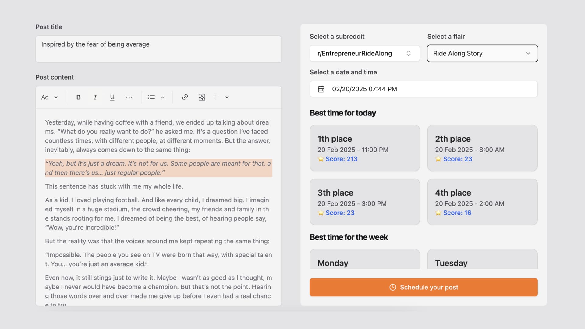 postonreddit screenshot 1