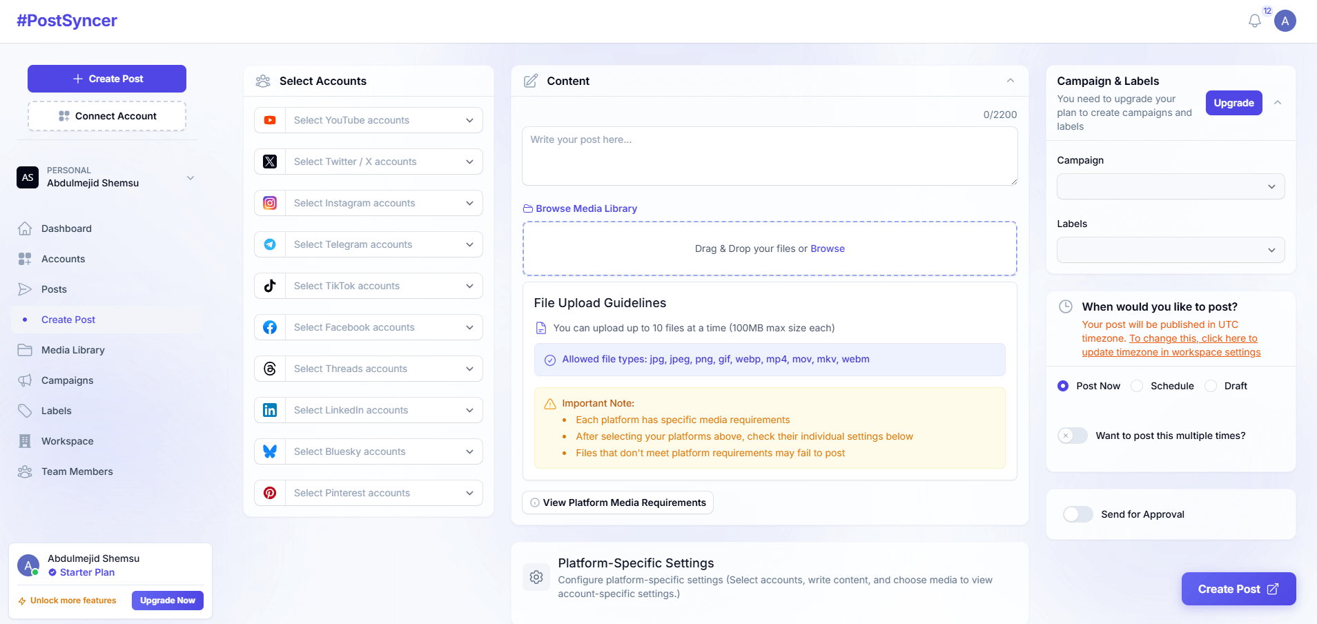 PostSyncer screenshot 1
